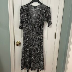 Ralph Lauren Dress Black White 8 Career Church Wrap Short Sleeve Washable